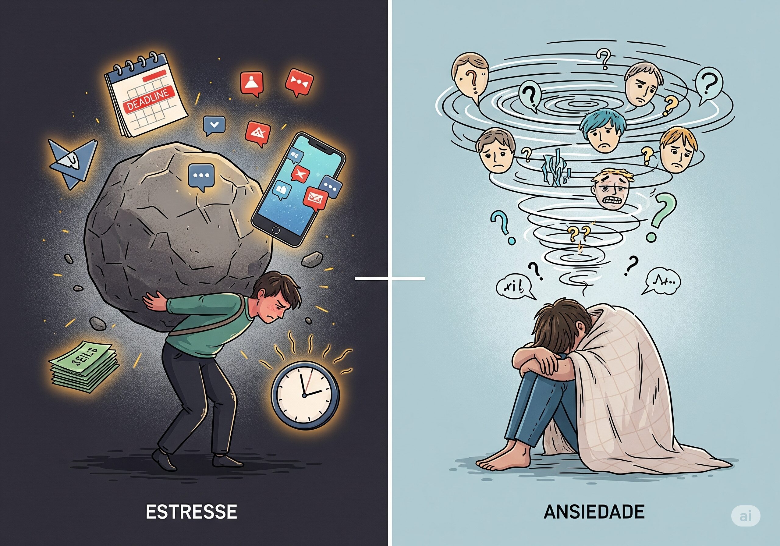 Ansiedade vs. Estresse: saiba a diferença entre eles e como cada um afeta sua vida